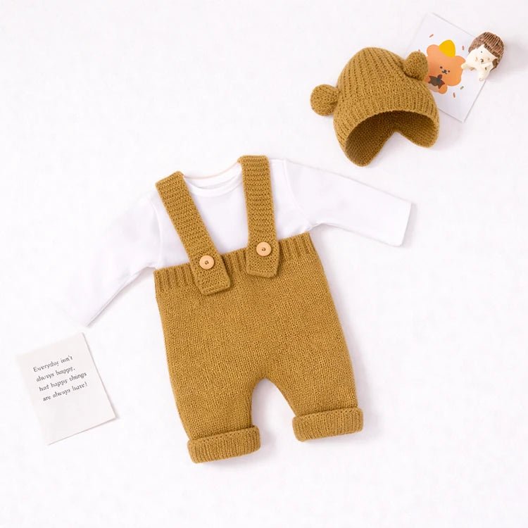 Brown Knit Bear Reborn Doll Clothes Set